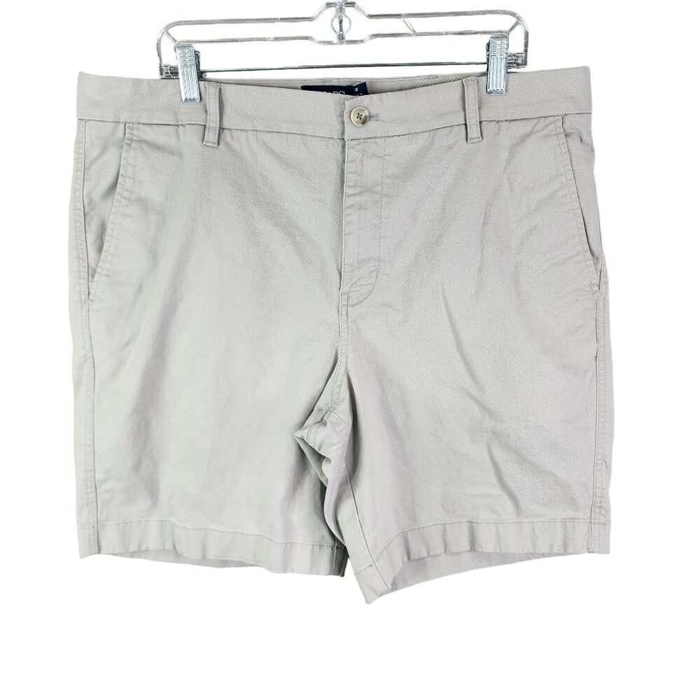 Mens Gray Chaps Stretch Chino Shorts 9" Inseam Cotton Elastane Blend Size 38